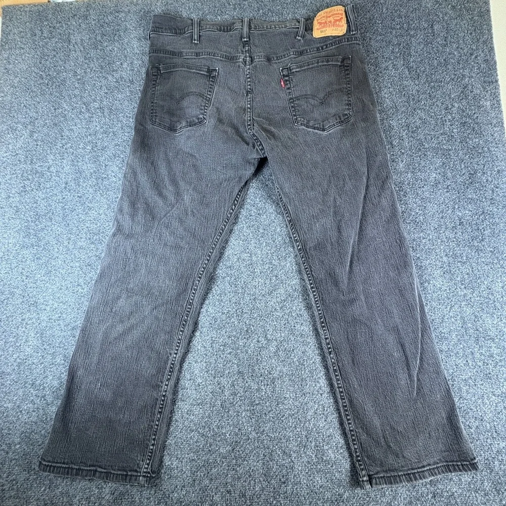 Levi's 569 Jeans Mens 38x28 Black Denim Stretch‎ Mid Rise Classic Straight Leg